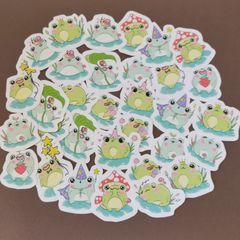 【商品番号SE】　カエルのフレークシール　両生類　蛙　シール