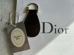 Christian Dior レザーキーリング ブラウン タグ付き