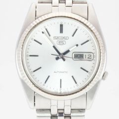 稼動品 セイコー 5 SEIKO 7009-3110 自動巻 デイ/デイト シルバー文字盤 メンズ腕時計 36mm