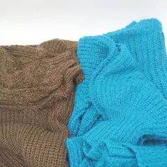 ◇ ⊇ 《 DISCOATディスコート ブルー系　ブラウン系 ニットカーディガン２枚 レディース 》 E  【1505130004991】