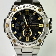 【美品】カシオ　CASIO　ジーショック　G-SHOCK　ジースチール　G–STEEL　GST-B100D-1A9JF　タフソーラー　デイト表示　スマホリンク　黒