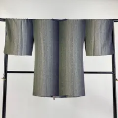 道行 身丈92cm 裄丈67.5cm L 和装コート 角衿 地紋 縦ぼかし 灰紫 正絹 名品 【中古】