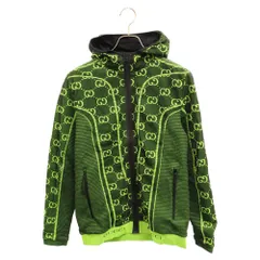 GUCCI (グッチ) GG ジャガード 総柄 ジップアップ フードジャケット パーカー ネオングリーン 693109 XJEAIのサムネイル