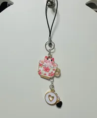 カップ猫F ケータイストラップ♡白♡黒