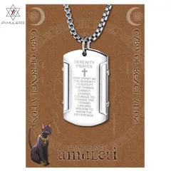 開運 グッズ アクセサリー ネックレス シルバー 聖書 ドックタグ クロス 十字架 克己 願望 メンズ プレゼント [Amuleri] AK-104S