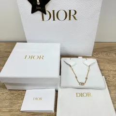 美品 Christian Dior クリスチャンディオール クレールディーリュヌ CDロゴ パール ラインストーン ゴールド ネックレス レディース