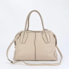 極美品 トッズ Dスタイリング ミディアム レザー 2WAY ショルダーバッグ 斜め掛け ハンド トート ベージュ レディース RUE CO11-3【中古】