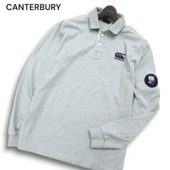 CANTERBURY カンタベリー ロゴ刺繍 ワッペン★ 長袖 ラガーシャツ ポロシャツ Sz.3L メンズ グレー 大きい 特大 ラグビー
