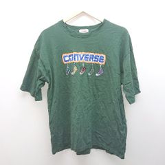 ◇ CONVERSE コンバース ラウンドネック ロゴプリント カジュアル 半袖 Tシャツ サイズLL グリーン レディース E 【1308290016879】