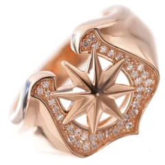 指輪 メンズリング 18金 K18PG 馬蹄 星 ダイヤモンド メンズリング ピンクゴールド ホースシュー スター 日本製 刻印入り 鑑別書付き【アクセサリーマート/メルカリShops店】