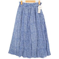 【新品 未使用】 PICCIN ピッチン 通年★ ギンガム チェック フレア ロング マキシ スカート Sz.M レディース