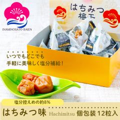 持ち運べる！ 個包装 梅干し はちみつ味 12個入×１紙箱 塩分約8％ 免疫力UP 花粉症対策 アレルギー 塩分補給 熱中症対策 夏バテ防止 umeboshi