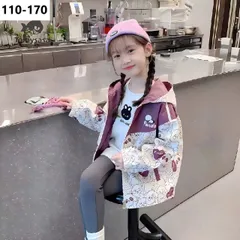 キッズ 子供服 ジャケット 総柄 コート 長袖 マウンテンパーカー トップス 薄手 アウター 女の子 春秋 おしゃれ 子供コート こども服 ジャンパー ウインドブレーカー ジップアップ かわいい KCFC077（110-170)