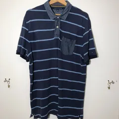 TOMMY HILFIGER ポロシャツ 半袖 ワンポイント刺繍 00's フィリピン製 メンズ 2000年代 ネイビー