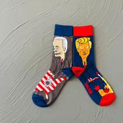 靴下　新作！！　左右非対称シリーズ　大統領柄靴下　面白おしゃれ靴下