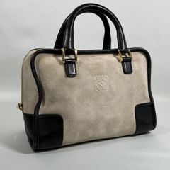 LOEWE ロエベ アマソナ28 ハンドバッグ スエード レザー ブラック グレー