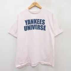 XL/古着 半袖 ビンテージ Tシャツ メンズ 00s MLB ニューヨークヤンキース クルーネック 薄ピンク メジャーリーグ ベースボール 野球 25jun