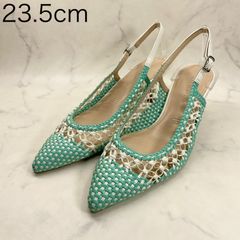 【新品 訳あり】モードエジャコモ　メッシュバックベルトパンプス 　23.5ｃｍ　グリーン