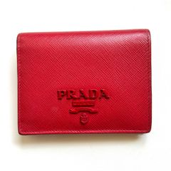 PRADA プラダ サフィアーノ ウォレット 財布 三角プレート レッド