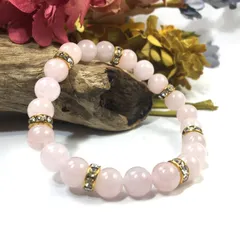パワーストーン ブレスレット ローズクォーツ 天然石ブレス （ゴールド）レディース 女性  数珠ブレス 開運 プレゼント ギフト  [9]