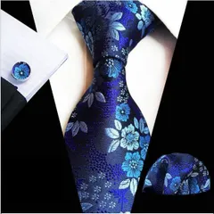 ネクタイ　チーフ　カフス　3点セット 結婚式　発表会　ビジネス　パーティー　イベント　ダンスパーティー　スーツ　ワイシャツ　小物 メンズネクタイ ポケットチーフ カフスボタン 3点 セット　ネイビー色　ブラック色　ライトブルー色　シルバー色　パープル色　花柄
