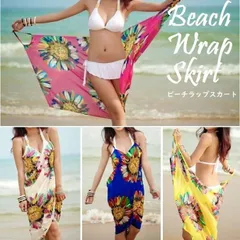 ビーチ ラップ スカート ストール シフォン 夏 大判 花柄 ショール パレオ バカンス ボタニカル 肩掛け ビッグサイズ  800601