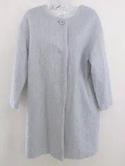 ◇ NATURAL BEAUTY BASIC ノーカラー 長袖 コート サイズM ライトグレー ブルー レディース  【中古】 【1206240002456】