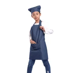 新品 [BIGHAS] キッズ エプロン 3点セット 子供 三角巾 巾着バッグ 無地 男の子 女の子 色落ちしない ホコリが付きにくい