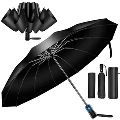 折りたたみ傘【強化型12本骨 & 逆折り式】折り畳み傘 ワンタッチ 自動開閉 UPF50+ 超撥水 メンズ傘 超大サイズ 長持ち 耐強風設計 男子日傘 晴雨兼用 梅雨対策 台風対応 紫外線遮蔽 収納ポーチ付き メンズ レディース