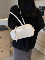 バッグ 鞄 ハンドバッグ ボストンバッグ pu ファスナー レディース 横長ボストンバッグ