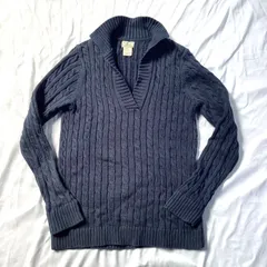 L.L.Bean エルエルビーン ケーブルニット コットン100% ネイビー サイズS