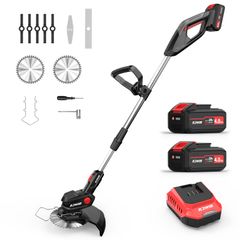ナウィン 充電式草刈機 4.0Ah大容量バッテリー2個 枝切り 芝生 農園 畑 雑草 20V電動草刈機 軽量 草刈り機 100-138cmまで伸縮 草刈り機充電式 (6インチ式)