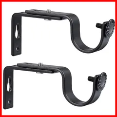 【新着商品】おしゃれ 2個 調節可能 黒 ネジ付き 取り付け金具 室内 ホルダー 屋外 物干し竿受け 突っ張り棒 物干し竿固定 壁付け 金属製 天井 窓カーテン 落下防止 カーテンロッドブラケット ブラケット OUNONA