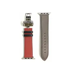 [42/44/45/49mm/レッド-グレー] Apple Watch バンド アップルウォッチ バンド アップルウォッチバンド Apple Watch ベルト アップルウォッチ ベルト 交換バンド 交換ベルト アクセサリー アクセ ラグジュアリー レザー 革