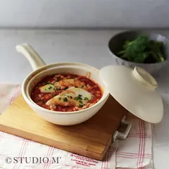 【アメ釉 195212】studio m’ スタジオエム 手付雑炊鍋(雑炊鍋 片手鍋 土鍋 食卓 に そのまま 出せる 鍋 1.5合 ごはん 1人用 2人用 陶器 小鍋 取っ手付き 取っ手 耐熱陶器 スタジオ M エム)のサムネイル