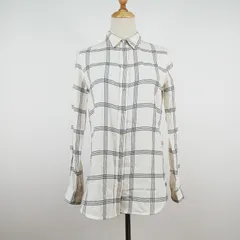H&M カッターシャツ シャツ　チェック ホワイト 長袖 レギュラーカラー 秋冬 Mサイズ