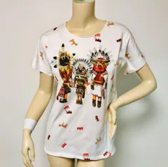 美品★HERMES・エルメス レディース カチナ カチーナガラ クルーネック コットン Tシャツ (36)トップス カットソー 半袖 ホワイトのサムネイル