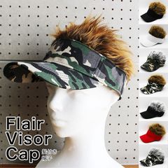 【新品未使用】フェイクヘアー付きサンバイザー Flair Visor Cap 帽子 フレアーバイザー GOLF 釣り 冬用キャップ スポーツキャップ golf ゴルフ用品 釣り用品 キャップ