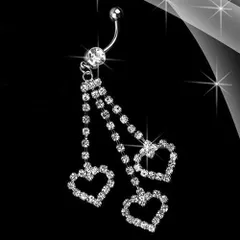 ハート ボディピアス キラキラ ゆらゆら 3連 レディース ゴージャス エレガント クラブ イベント ナチュラル ギフト 贈り物 贈りもの 新品