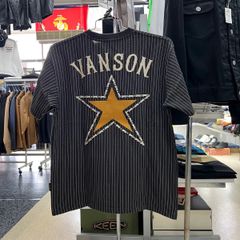 残り1点‼️VANSON バンソン⚫︎半袖　Tシャツ　バンソンチェーン　ストライプ　ブラック　L