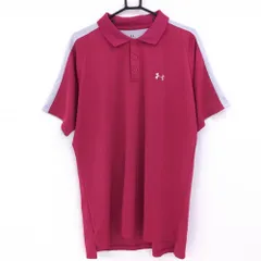 ★値下げ★アンダーアーマー 半袖ポロシャツ ピンク×グレー ロゴ刺しゅう  メンズ XL ゴルフウェア UNDER ARMOUR