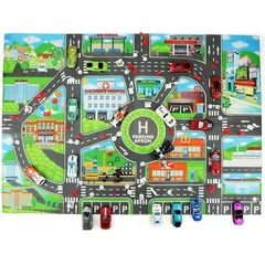 道路 交通 車 マップ プレイシート ミニカー 知育 おもちゃ 子供 折りたたみ