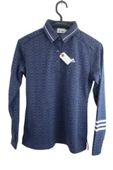 【美品】adidas(アディダス) 長袖ポロシャツ ネイビー総柄 レディース M U31448JDW009 ゴルフ用品 2505-0649 中古