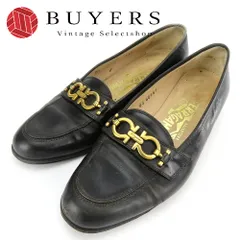 【中古】 サルヴァトーレフェラガモ ローファー ガンチーニ 5 1/2 レザー ブラック ゴールド金具 JPサイズ約23.0cm ヒール約2.5cm シューズ 靴 レディース 女性 Salvatore Ferragamo