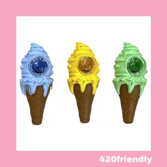420friendl  ソフトクリームシリコン パイプ (ラベンダー、イエロー、ミント)
