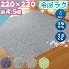 ラグ カーペット 接触冷感 洗える 220×220 約 4.5帖 4.5畳 大きい ひんやり 冷感 キルト ラグマット エコ シンプル 正方形 さらっと冷感 カジュアル 無垢調 ウォッシャブル 子供部屋