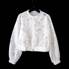 チェスティ Chesty 22SS フラワーカット ジャガード ブルゾン ジャケット シフォン 花柄 ジップアップ S 0 オフ白 ホワイト 美品 22D401のサムネイル