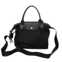 Longchamp ロンシャン ル プリアージュ エナジー S トップハンドル ナイロン カウハイドレザー 2WAY ショルダーバッグ リサイクルキャンバス ブラック ハンドバッグ 1512 HSR 001