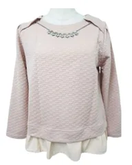 【送料無料】【新品未使用】 パウダーシュガーPOWDER SUGAR かわいい 長袖カットソー シフォンフリル ネックレス付き ピンク M■管理番号L16655SSS19 （2）7/06