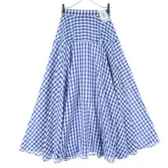 未使用 La-gemme ラジエム ギンガムチェック柄 ロング丈 フレアスカート F ブルー レディース 古着